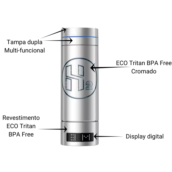 Garrafa OH2Plus Hydrogen Titan 9000ppb (PEM/SPE) - Imagem 4